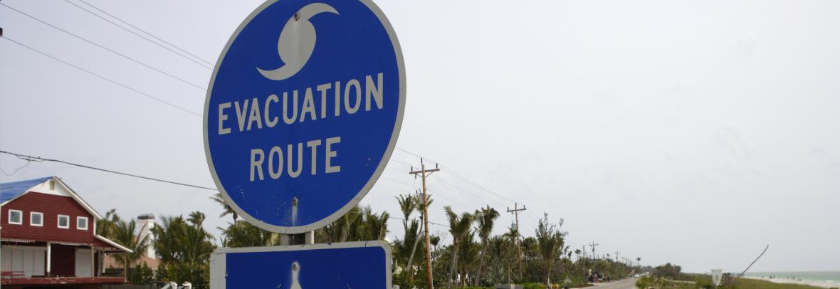 hurricane evacuation route sign along florida highway