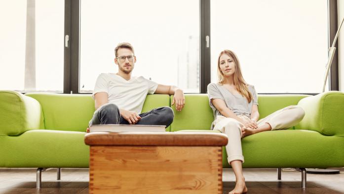 Young couple on couch