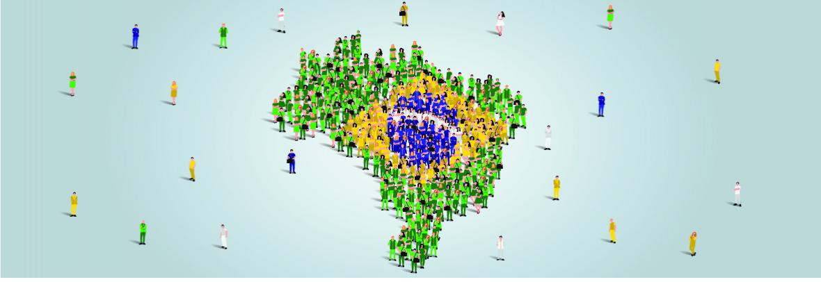 illustration of the country of Brazil made up of people