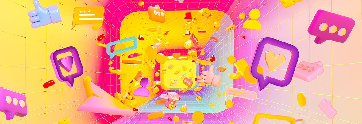 digital collage of social media icons