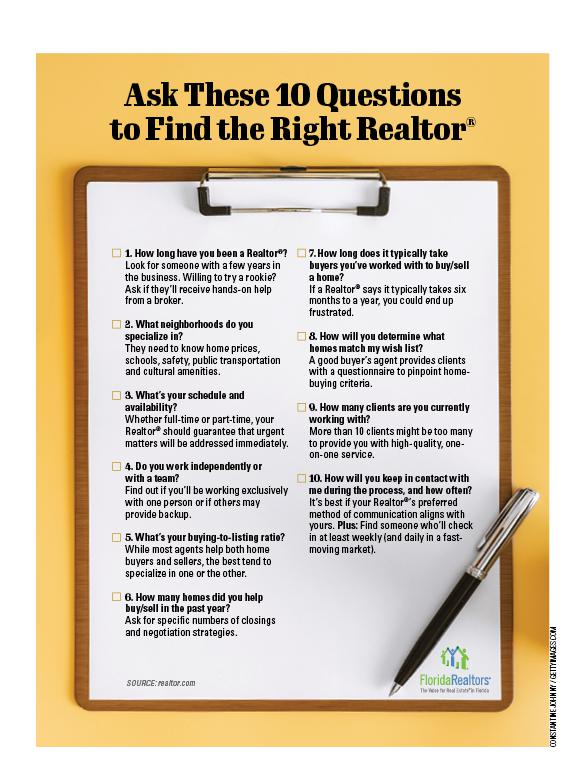 Ask These 10 Questions to Find the Right Realtor infographic