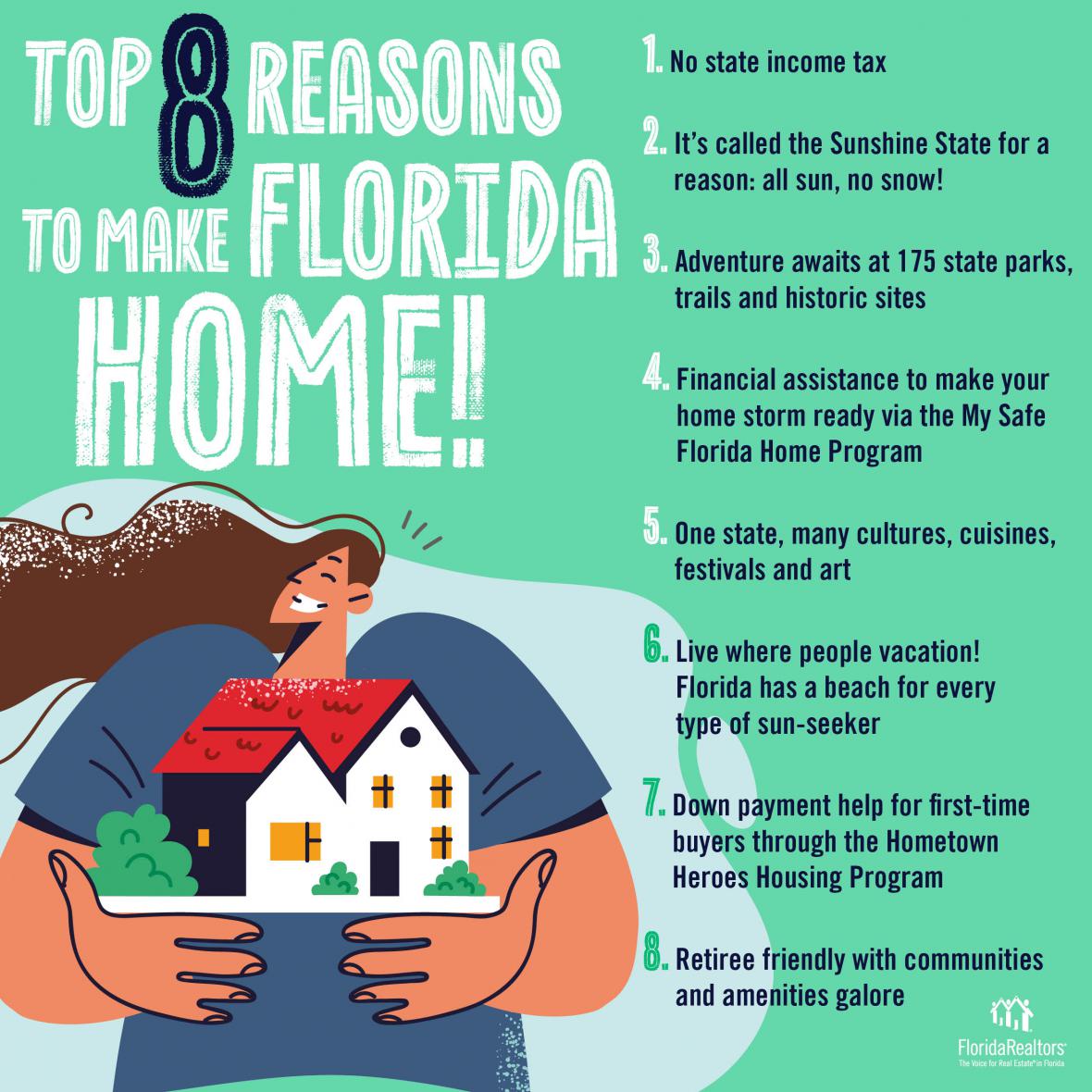 Top 8 Reasons to Make Florida Home infographic