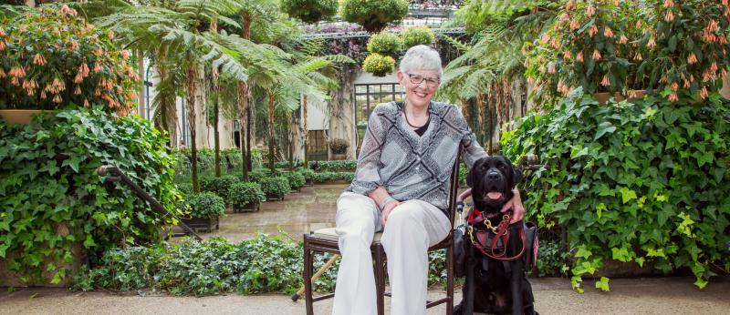 woman with service dog