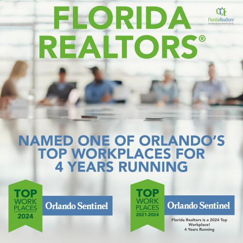 Florida Realtors named one of orlando's top workplaces 4 years running by Orlando Sentinel