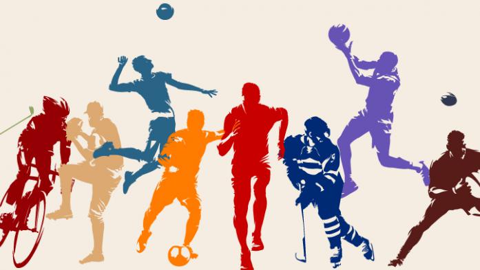 illustration of different types of athletes in a variety of colors