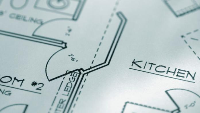 Photo of blueprints for a home