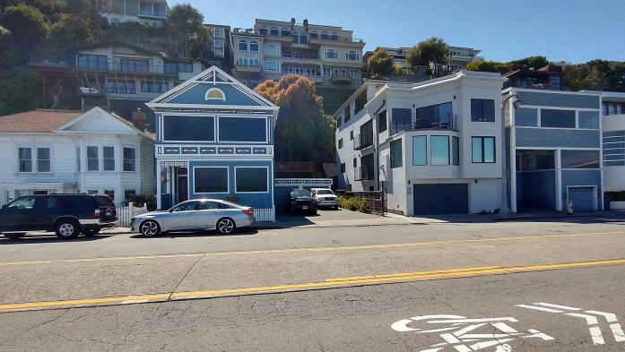 Duplexes on the west side of Bridgeway in downtown Sausalito