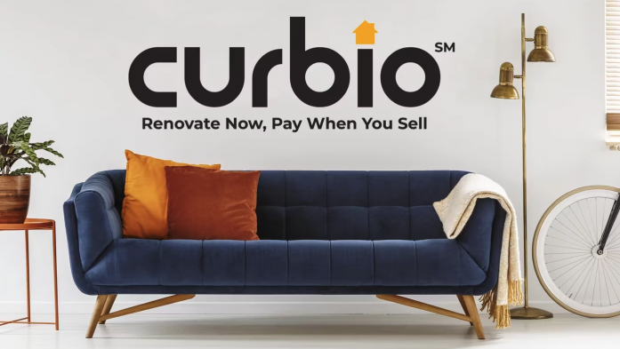 curbio logo displayed over a sofa