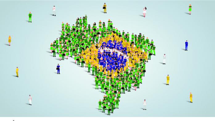 illustration of the country of Brazil made up of people
