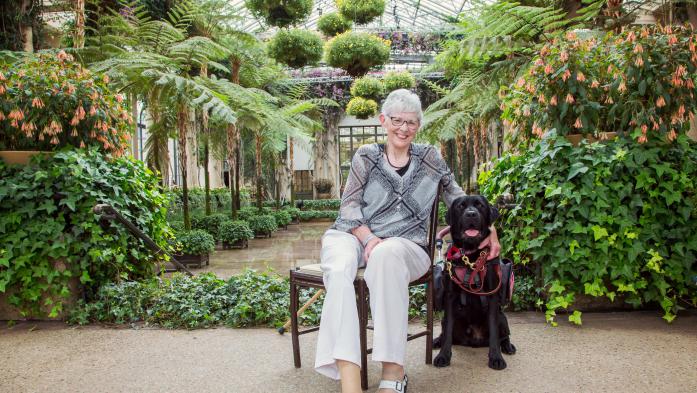 woman with service dog