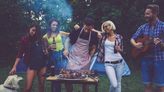 Young people at a barbecue