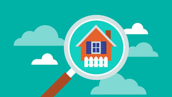 llustration of real estate search with magnifying glass