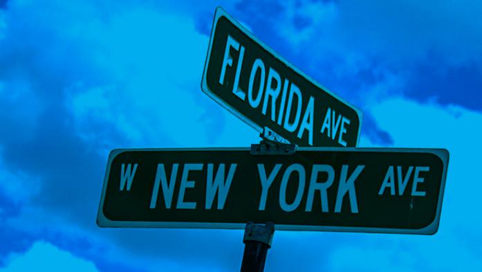 Florida and New York street sign