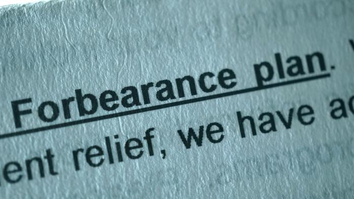 Forbearance plan types on sheet of paper